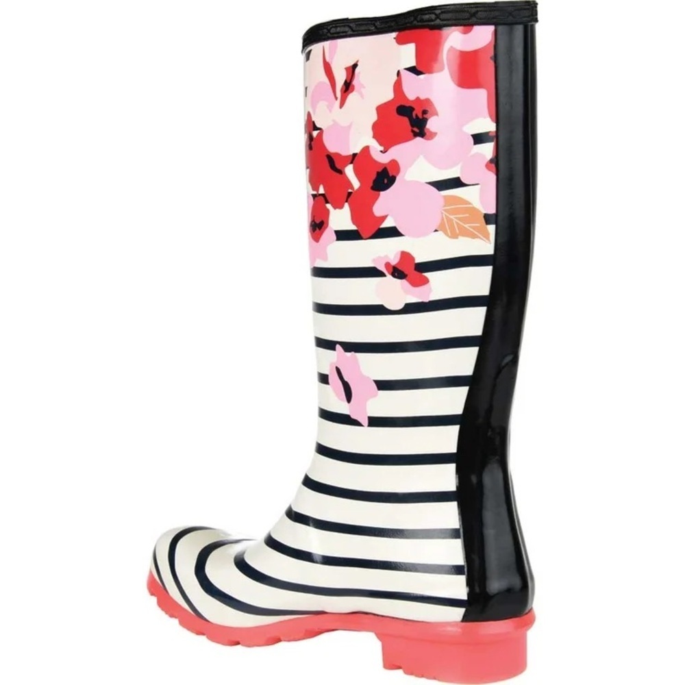 Black + White Striped & Floral Garden or Rain Boots - Fun, Bold & Weather-Ready! - Picture 6 of 12